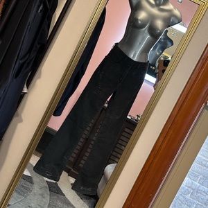 Express distressed boot leg mid rise